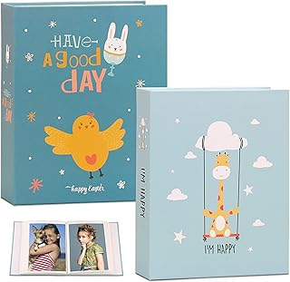Small Photo Album 4x6,2 Pack Photo Album Top Loader, Kids Photo Album Hold 100 Photos,4x6 Photo Albums for Baby Boys and Girls(Mix -2)
