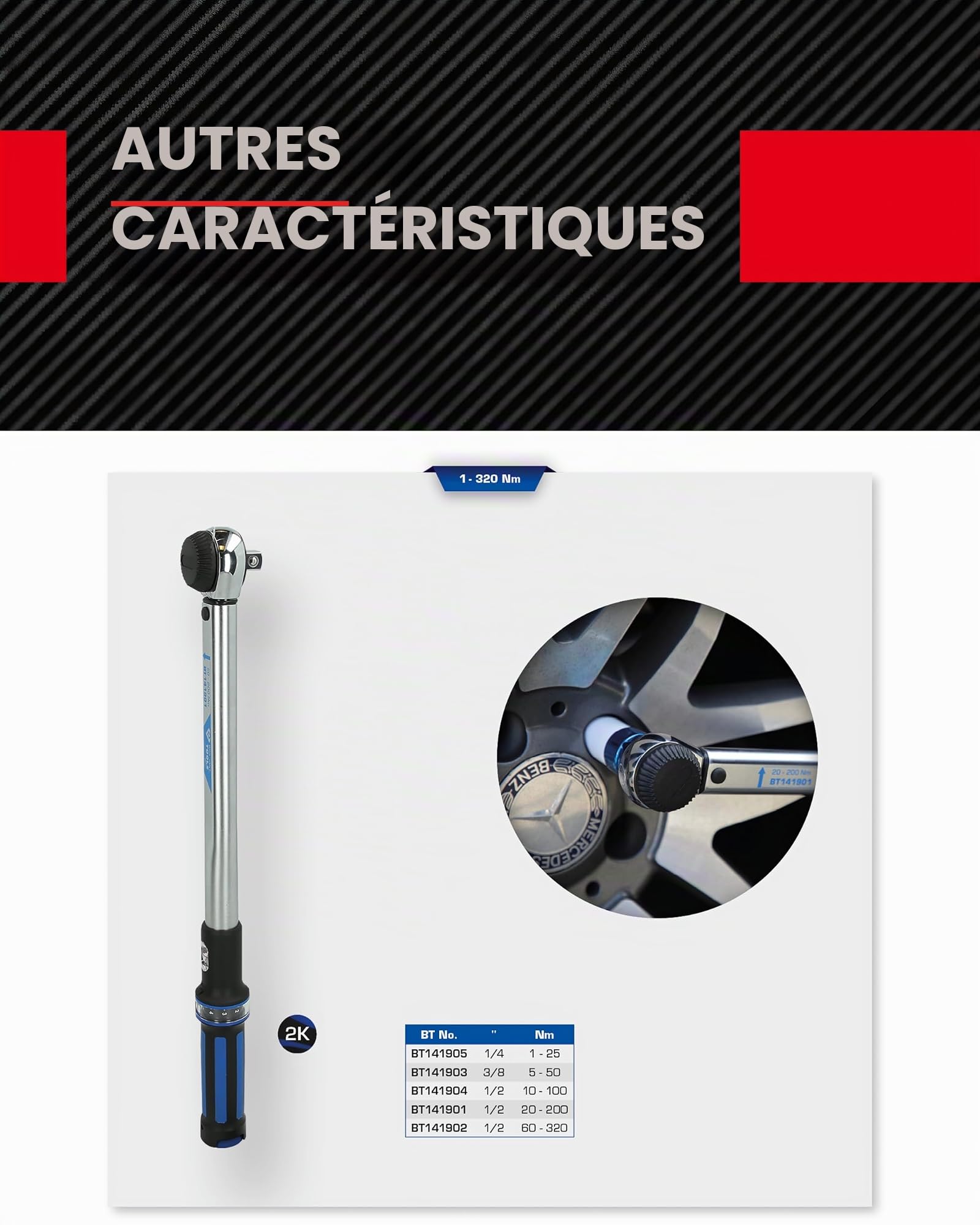BRILLIANT TOOLS BT141904 1/2" Clés dynamométriques ®, 10 - 100 Nm [Powered by KS TOOLS]