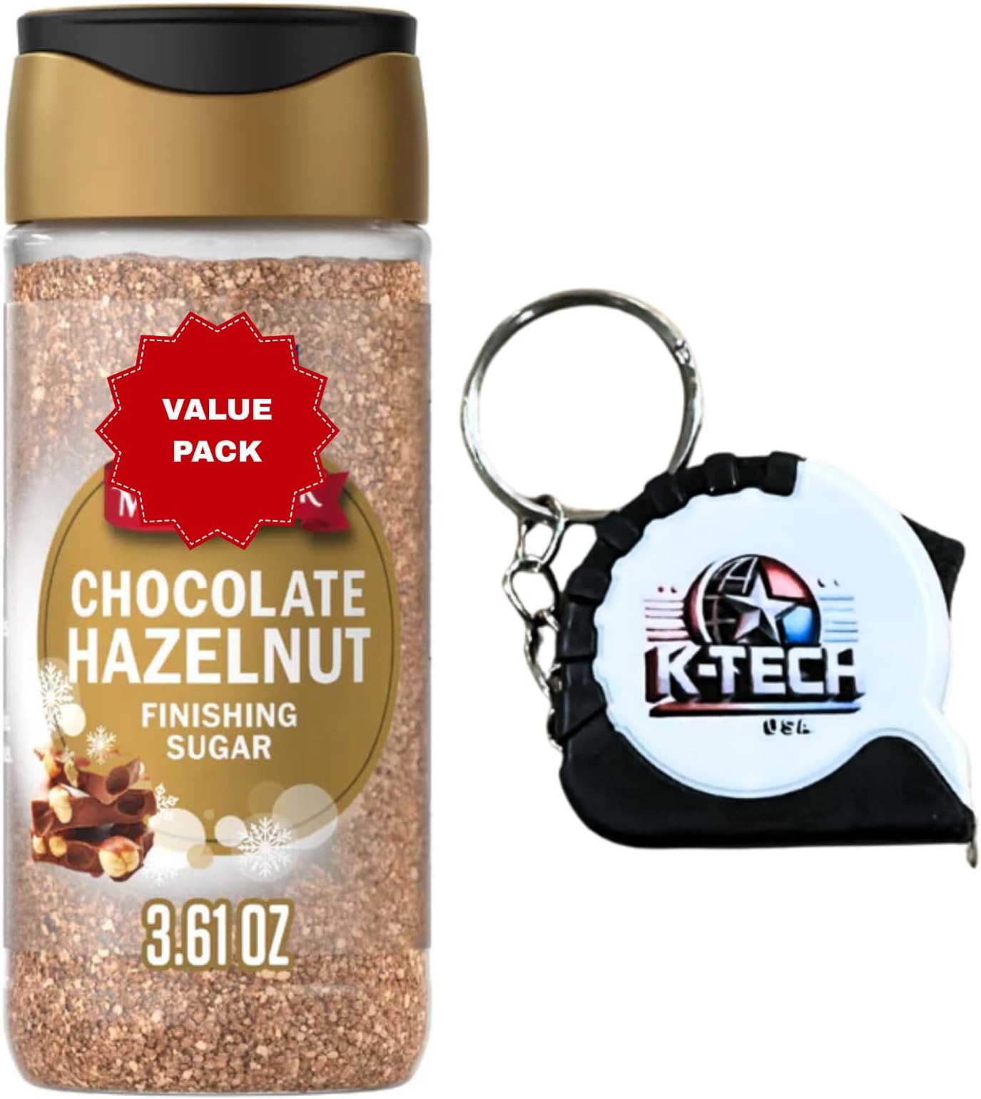 - Chocolate Hazelnut Finishing Sugar, 3.61 oz (Pack of 1) with K-Tech USA Measuring Tape
