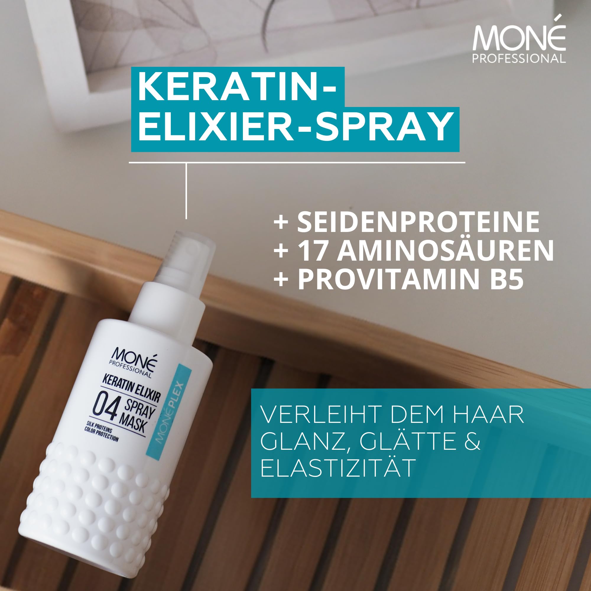MONÉ PROFESSIONAL - Keratin Leave-in-Conditioner - 10-in-1 - hitzeschutz für haare (Blau + 2 Rosa)