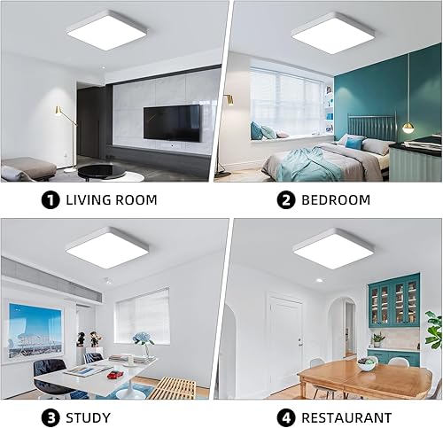 Miniatura 2 de Ganeed Lámparas de techo LED de 19.6 pulgadas, lámpara de techo cuadrada de 39 W, lámpara de techo LED de 6500 K, lámpara de techo LED de ahorro de