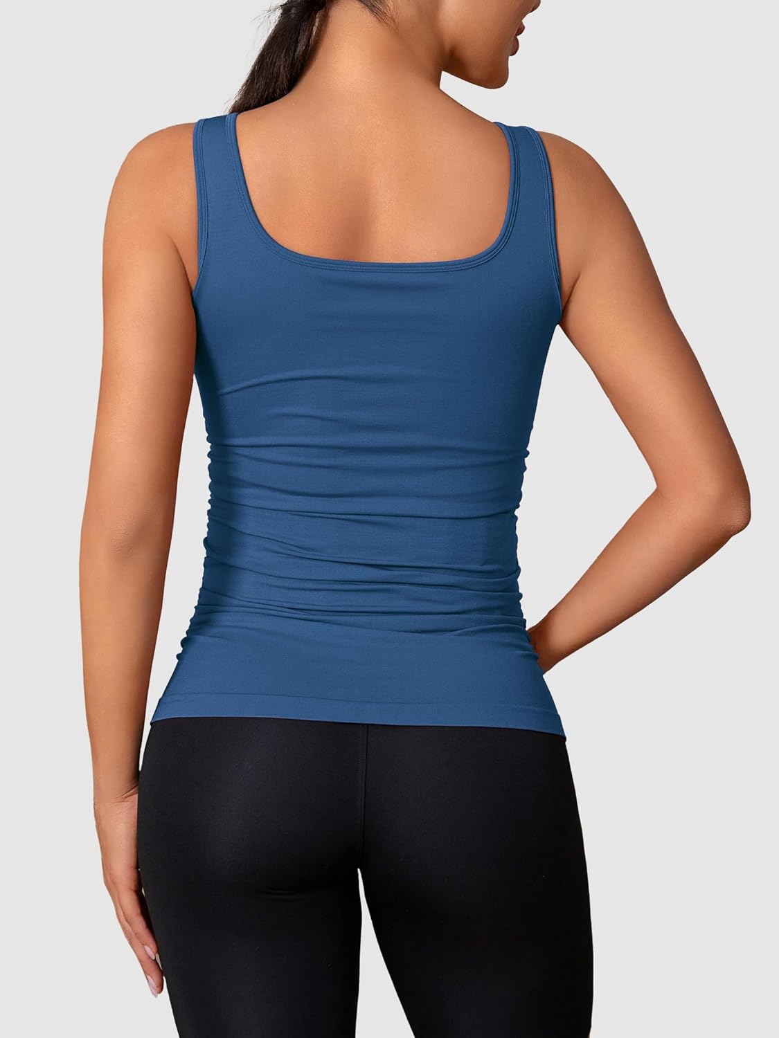 ATTRACO Maternity Tank Tops Seamless Side Ruche Sleeveless Pregnancy Basic Shirt with Built in Bra - Image 4