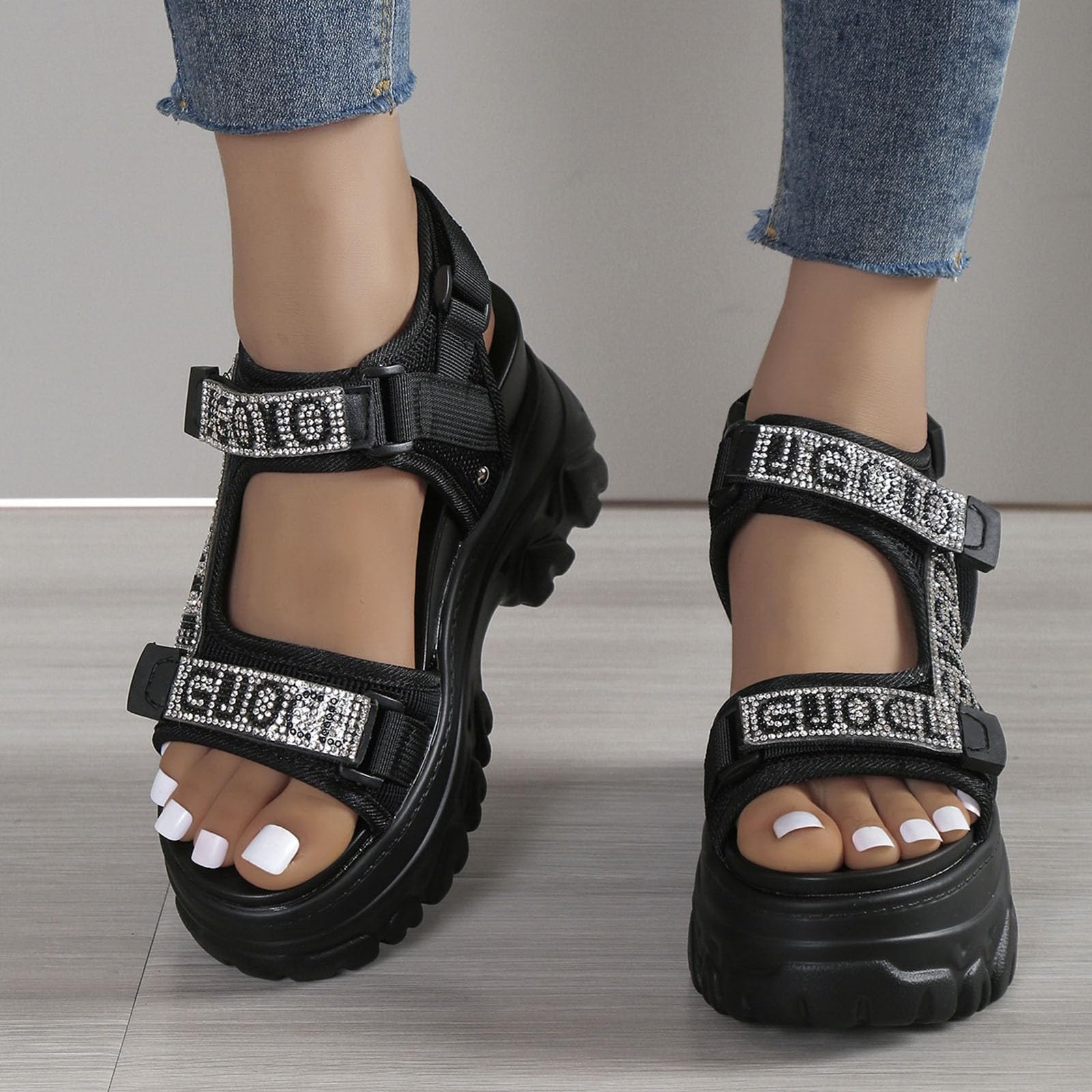 Generico Sandali Con Cinturino Casual Donna Estive Eleganti Scarpe Da Torta Suola Spessa Tacchi Alti E 35 Sandalo Elegante Estivi Comodi Sandaletti Estate Trekking Comode Camminata Comodo