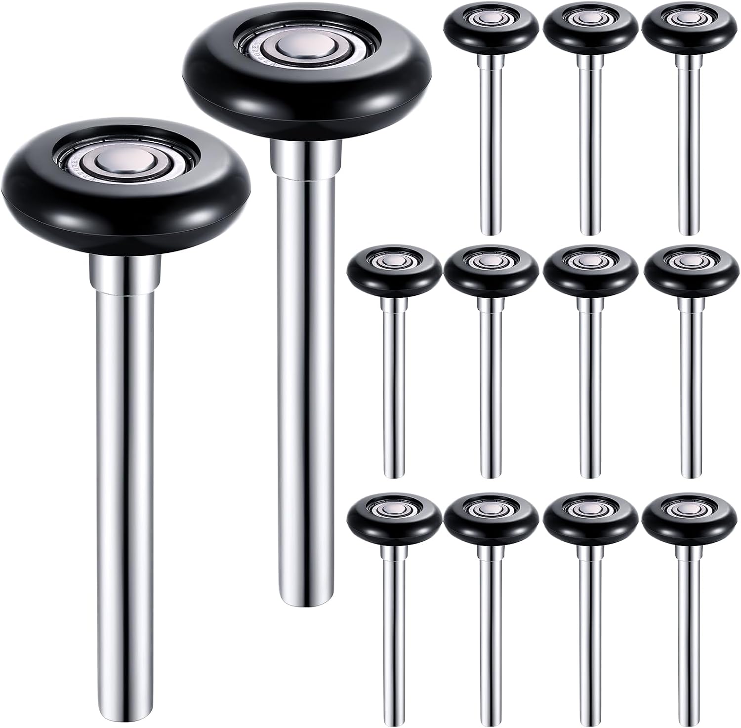 Funtery 12 Pack Nylon Garage Door Roller 2 Inch Quiet Garage Rollers Bulk 6200z Bearing Replacement 4.7 Inch Stem for Door Supplies