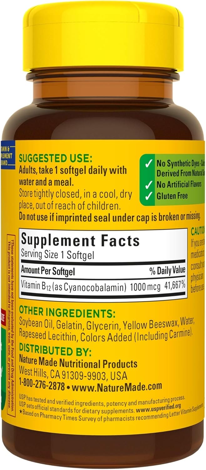 Nature Made Vitamin B12 1000 mcg Softgels, 150 Count Value Size for Metabolic Health : Health & Household