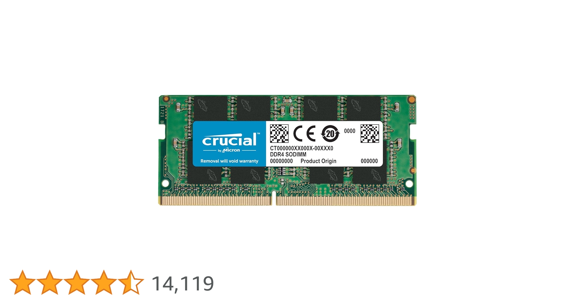 Crucial CT8G4SFD824A 8 GB DDR4 2400 MT/s (PC4-19200) CL17 DR x 8 260-Pin Unbuffered SODIMM Memory