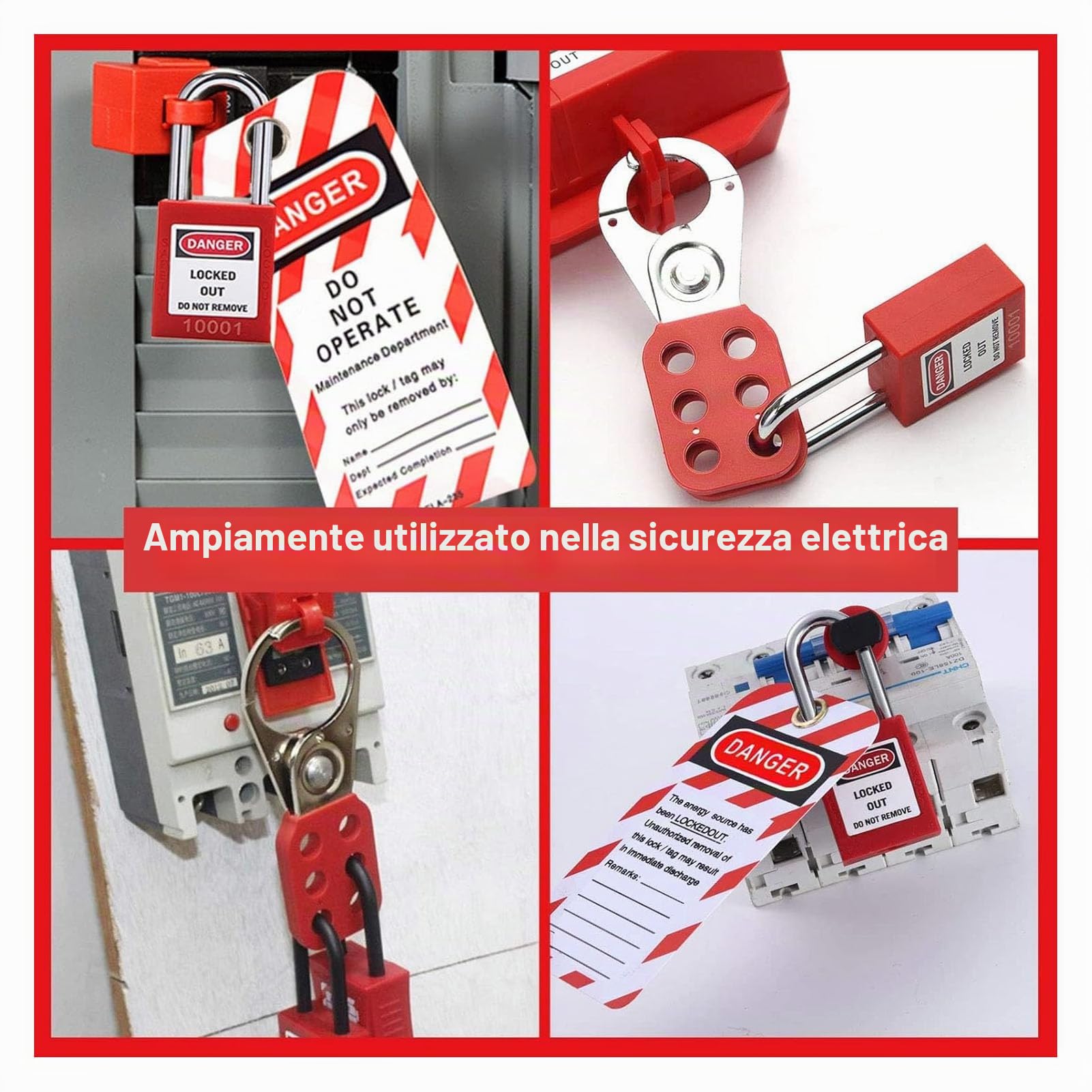 Kit di Blocco, Kit di Tag di Blocco Elettrico, Chiavistelli di Blocco Serrature di Sicurezza Loto Etichette Appese Chiavi e Custodia