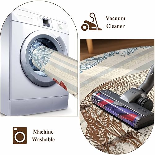 Miniatura 8 de 8x10 Area Rugs, Retro Rooster Non-Skid Rubber Backing Large Rectangle Rugs - Living Room Bedroom Home Office, Blue Farmhouse Animals Watercolor