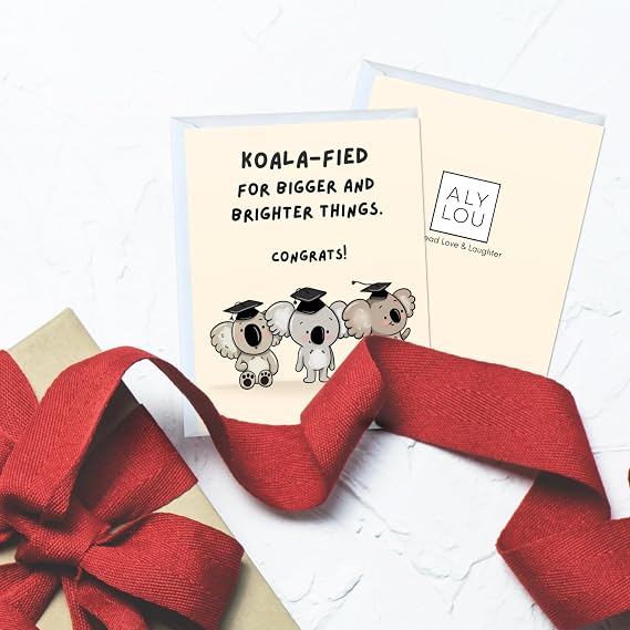 Funny Graduation Card Punny Greeting Card Congratulations, Students, New Job, Promotion, New Home, College, Employee, Coworker, Friend, Him, Her | Blank Inside (Koala-fied)