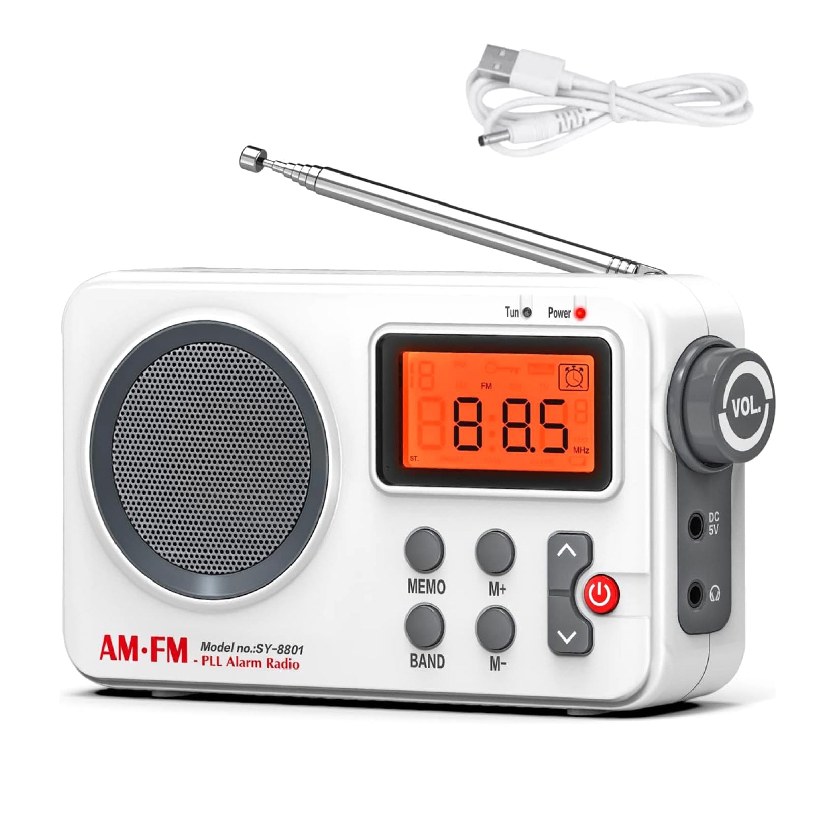 DC 5V Digital AM/FM Radio SY-8801 Backlit LED Display Loud Speaker Manual Auto Channel Search Smart Preset for Home Use-image-13