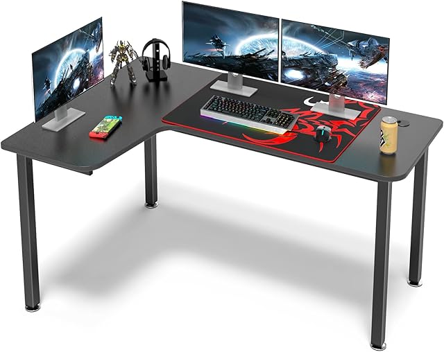 EUREKA ERGONOMIC L Shaped Gaming Desk155×110cm Corner Desk Large PC Gaming Table with Cable Management System Mouse pad for Home Office Black Left