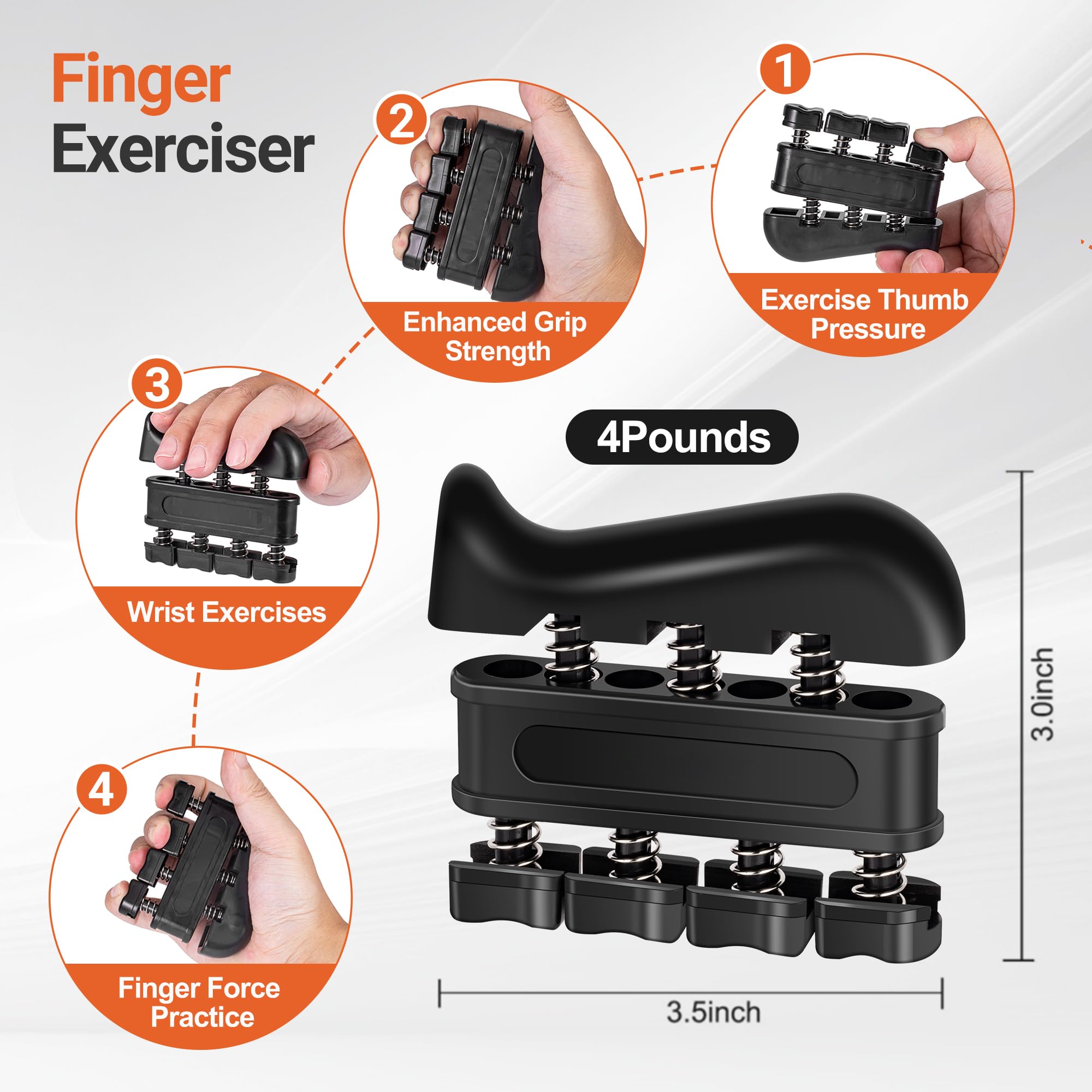 TADAKAZU Kit de entrenamiento de fuerza de agarre (paquete de 5) agarre de mano de resistencia ajustable, ejercitador de dedos, ejercitador de extensión de mano, bola de alivio del estrés y anillo de
