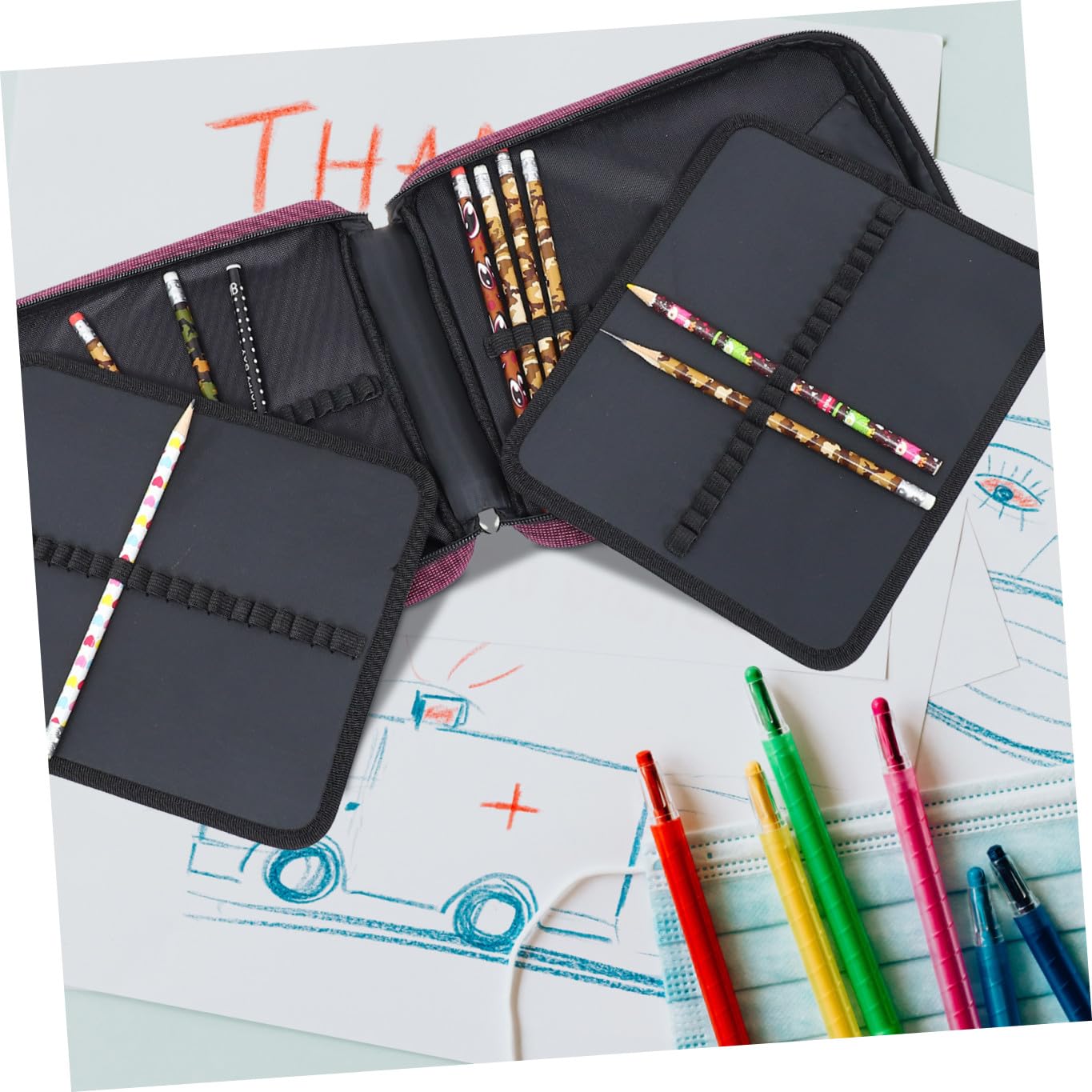 Uonlytech Astuccio Portamatite Grande Capacità Cerniera per Studenti | Astuccio Semplice, Pochette in Frosted Cloth, Decorazioni Scuola, per Organizzare Matite da Disegno