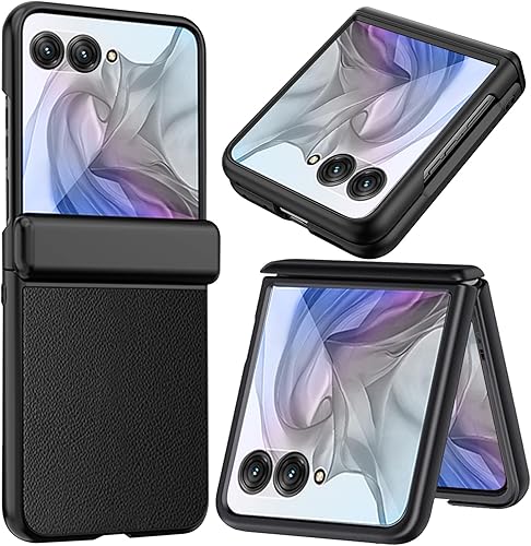 NINKI Funda con tapa compatible con Motorola Razr Plus 2023 con protector de pantalla, transparente para Motorola Razr 40 Ultra, funda protectora a