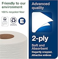 Vista 6 de Tork Advanced Toilet Paper Roll, White, Compatible with T24 Dispensers, 2-ply, Soft Tissue, 80 rolls x 500 sheets (2461200)