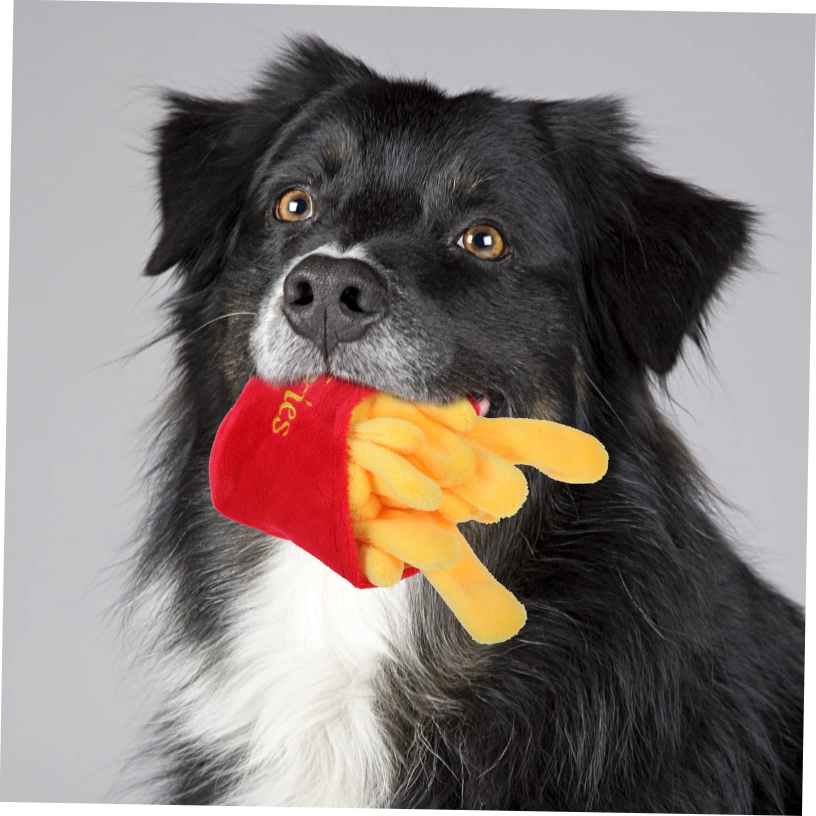 POPETPOP Jouet couineur en peluche pour chien – Jouet interactif à mâcher avec hamburger, frites, hot dog pour chiens de petite et moyenne taille