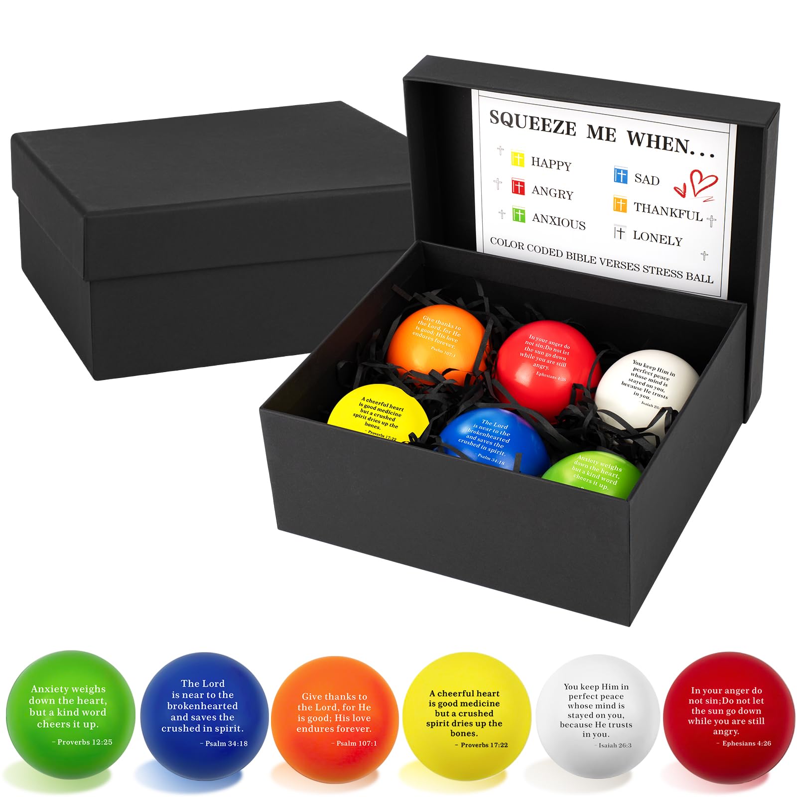 Religious Christian Bible Verse Gifts for Women Men Adults, Prayer Birthday Stress Balls for Her Him Inspirational Stress Relief Anxiety Relief Gifts Graduation Father’s Day 6 Pack