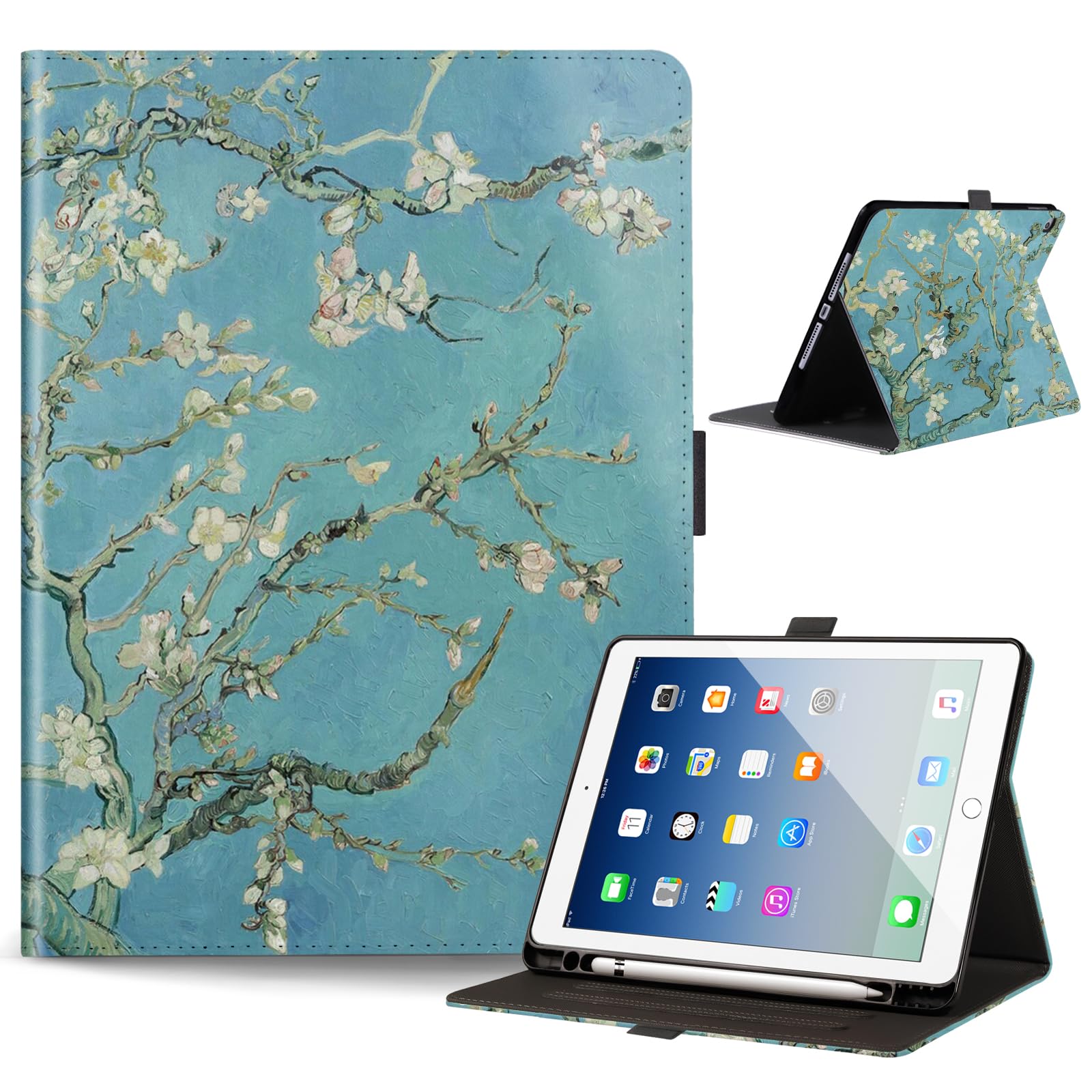 Anpredo Case for iPad 10.2 Inch 9th/7th/8th Generation with Pencil Holder, Multi Angle Viewing, Auto Wake/Sleep, Protective Smart Folio Cover for