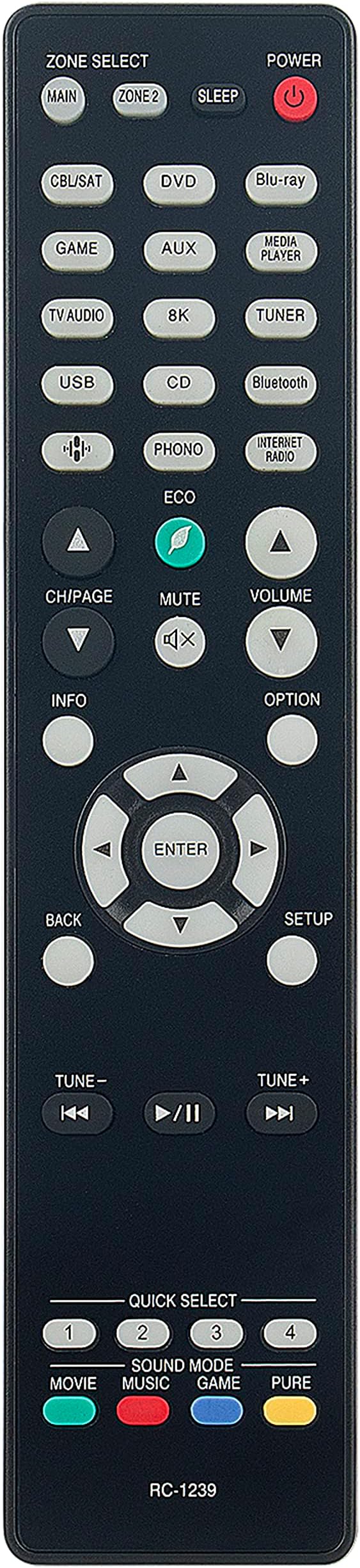 RC-1239 Replace Remote Control Compatible with Denon Integrated AV Receiver AVR-X2700H AVR-X3700H AVR-S960H AVRX2700H AVRX3700H AVRS960H Audio/Video Receiver