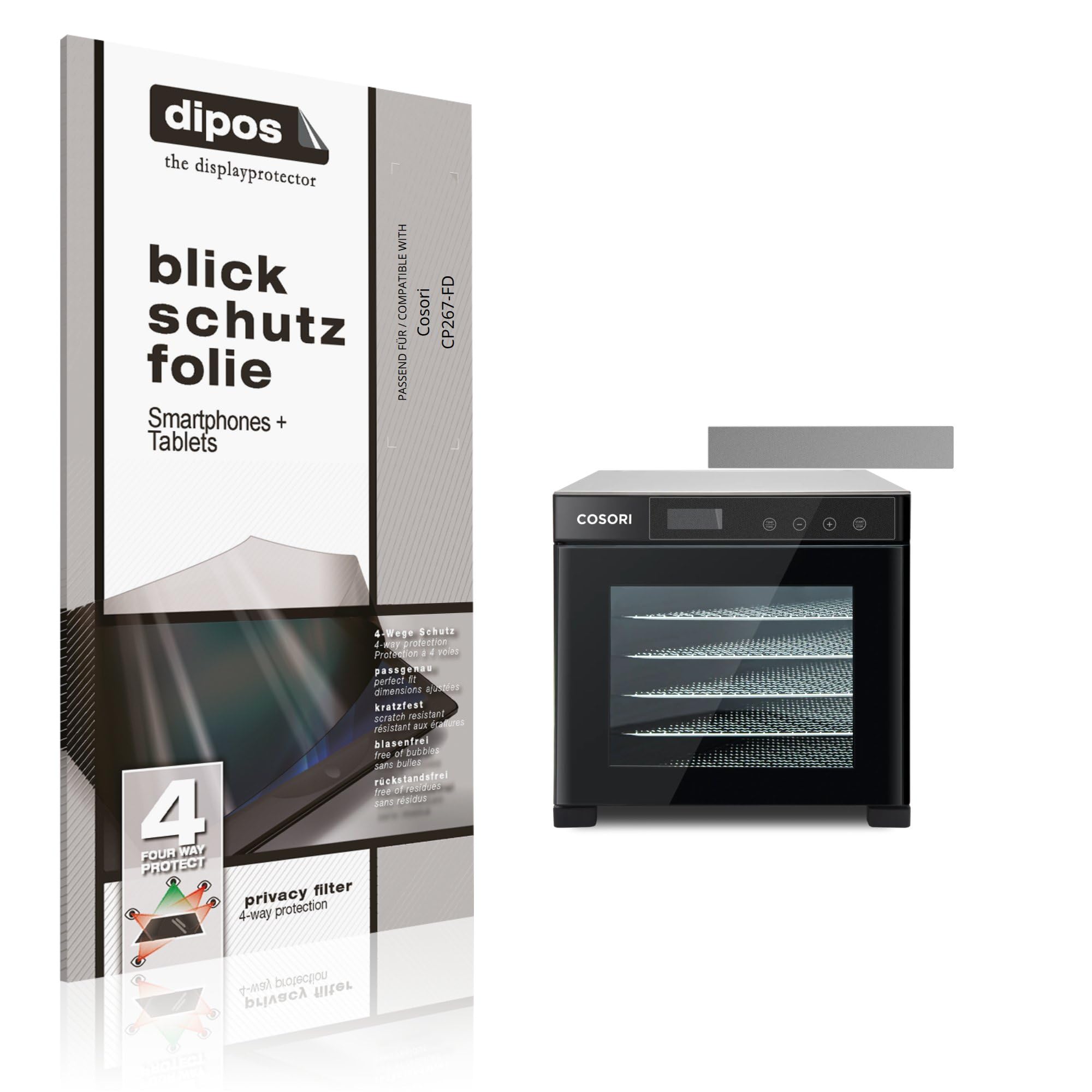dipos Protector de Pantalla Antiespía para Cosori CP267-FD | Película protectora mate, filtro de privacidad 4 vías, ajuste perfecto, antiarañazos, sin burbujas, autoadhesivo