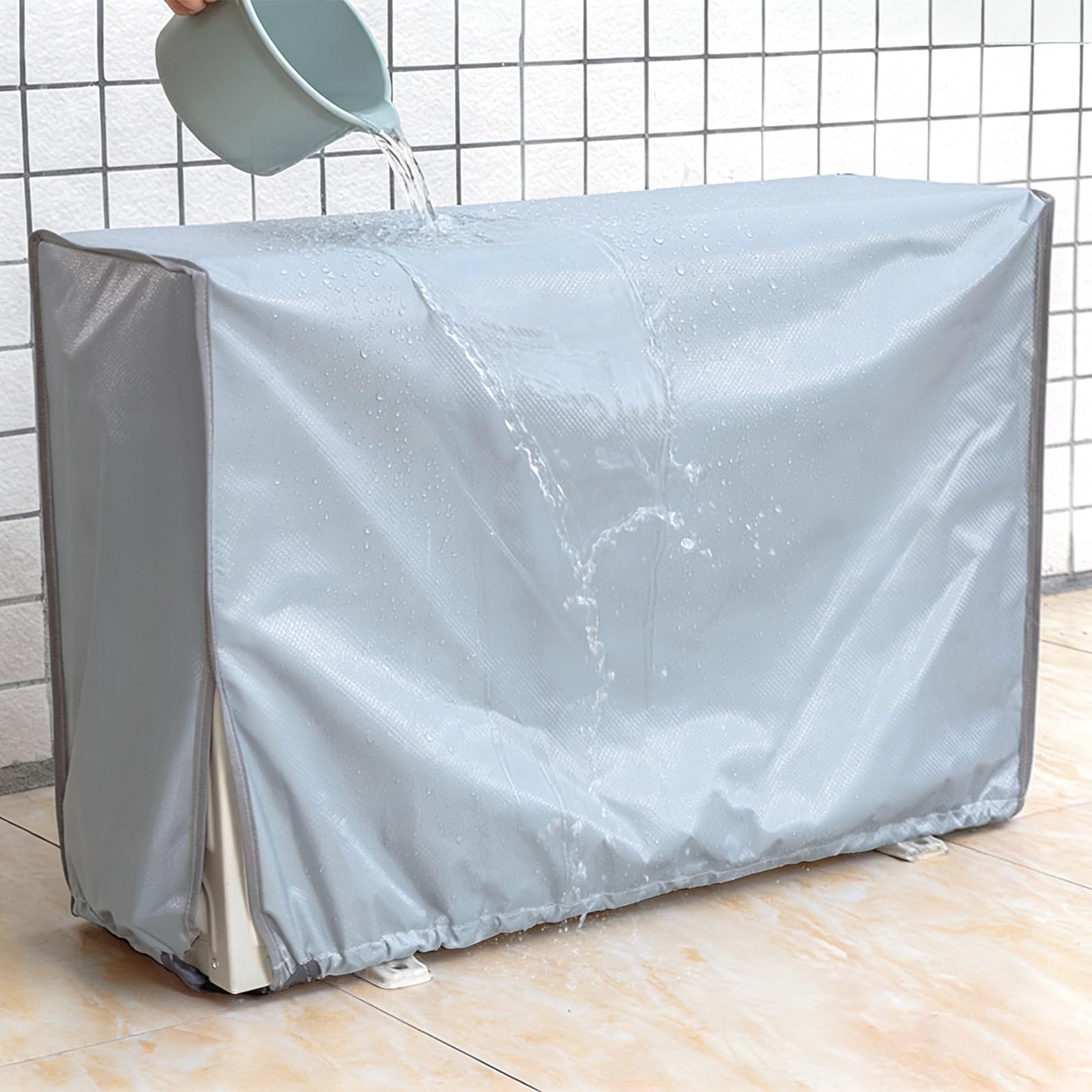 Funda Aire Acondicionado Exterior, Tela Oxford 600D con Revestimiento de PVC, Protección contra Todo Tipo de Clima para Aires Acondicionados de Ventana(90x62x38cm)
