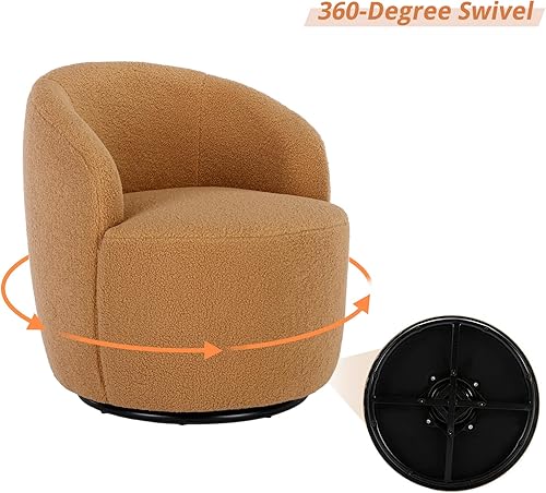 Miniatura 41 de KIVENJAJA Teddy Sherpa - Silla giratoria tapizada con brazo redondo moderno, giratorio de 360 grados, sillón individual pequeño para guardería, sala