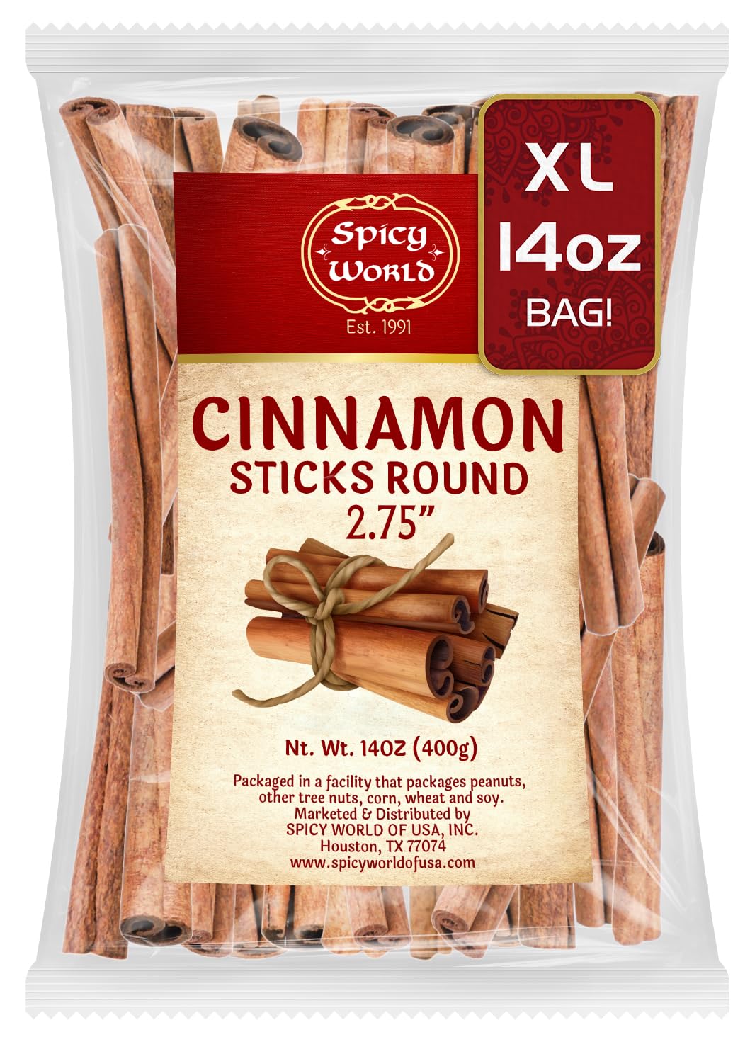 Spicy World Saigon Cinnamon Sticks 14oz Bag (~100 Sticks) - Premium Cassia from Vietnam, 4.5-5.5% Oil, Strong Aroma for Baking, Cooking, Drinks
