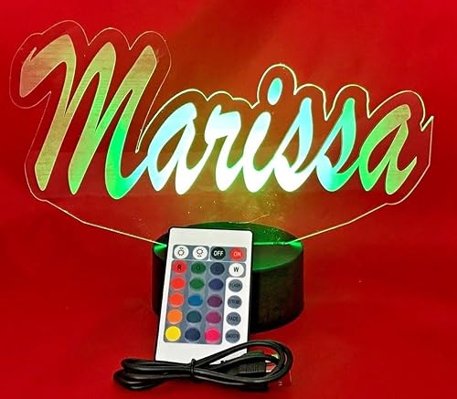 Miniatura 3 de MIRROR MANIA Lámpara de mesa LED con nombre, personalizable, crea tu propio nombre en escritura cursiva, 16 opciones de color, atenuador, grabado