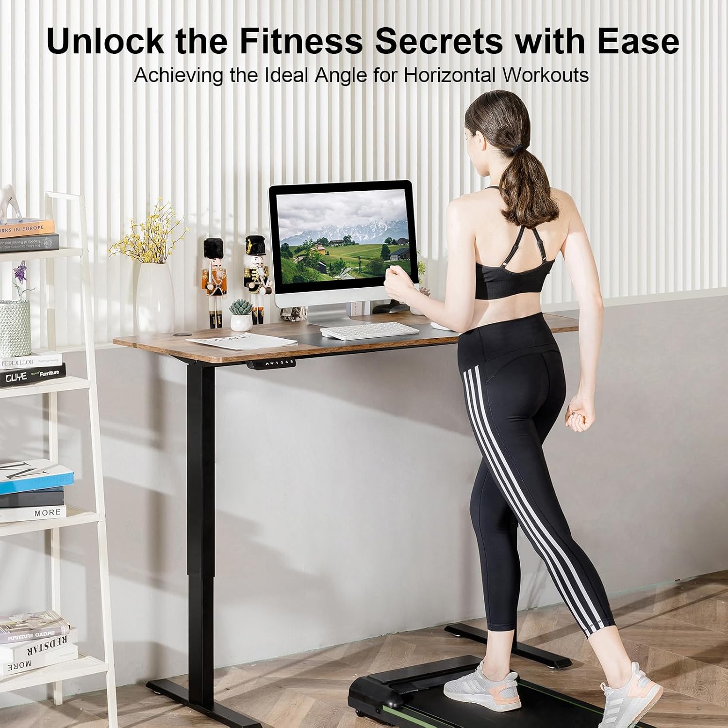 COMHOMA Small Standing Desk Adjustable Height & Tiltable Tabletop, Mobile Stand Up Desk for Laptop, Portable Computer Table for Home Office Work and Walking Pad Treadmill, Height 30.7"-46.4", Tan - 7