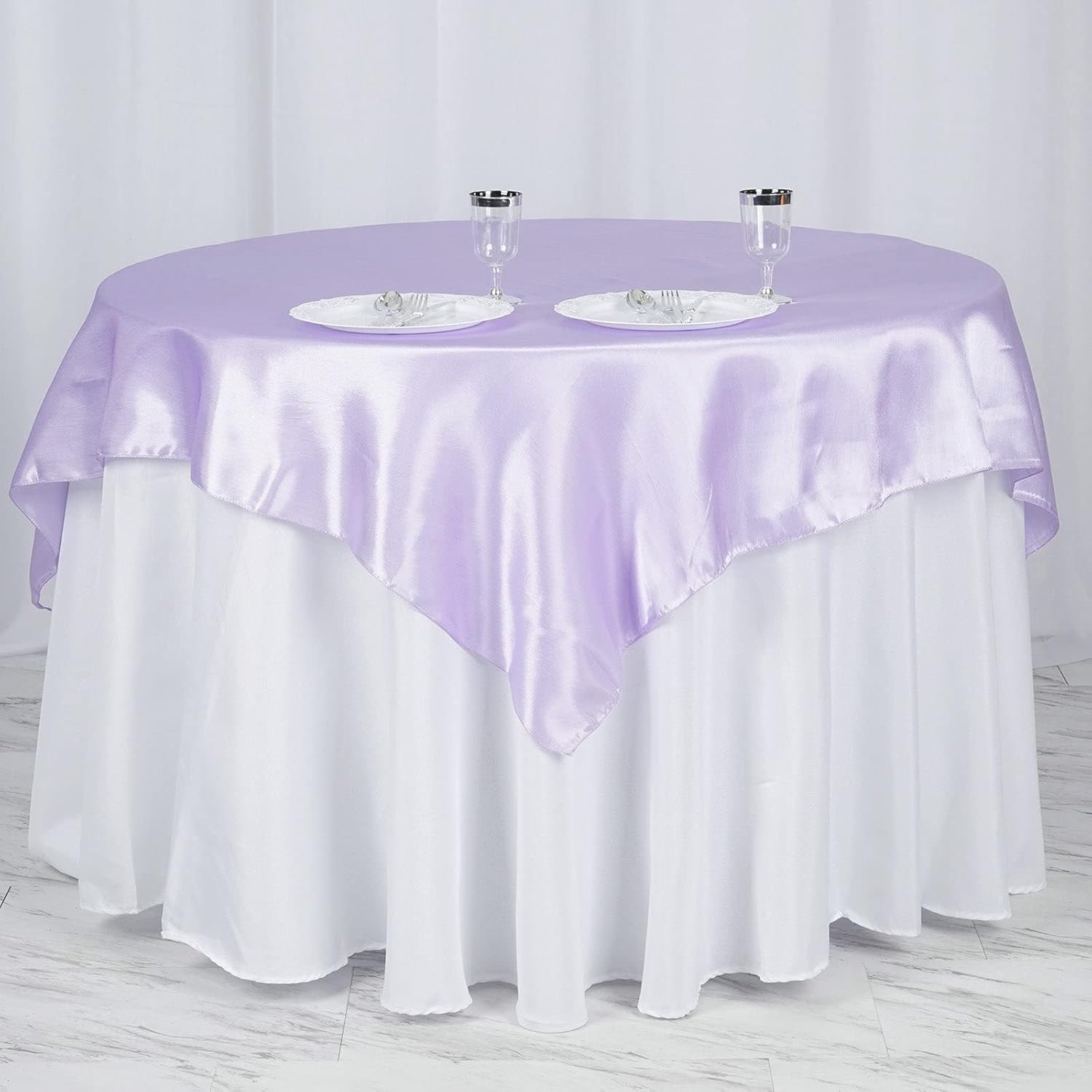 Efavormart 60" Satin Square Tablecloth Overlay for Wedding