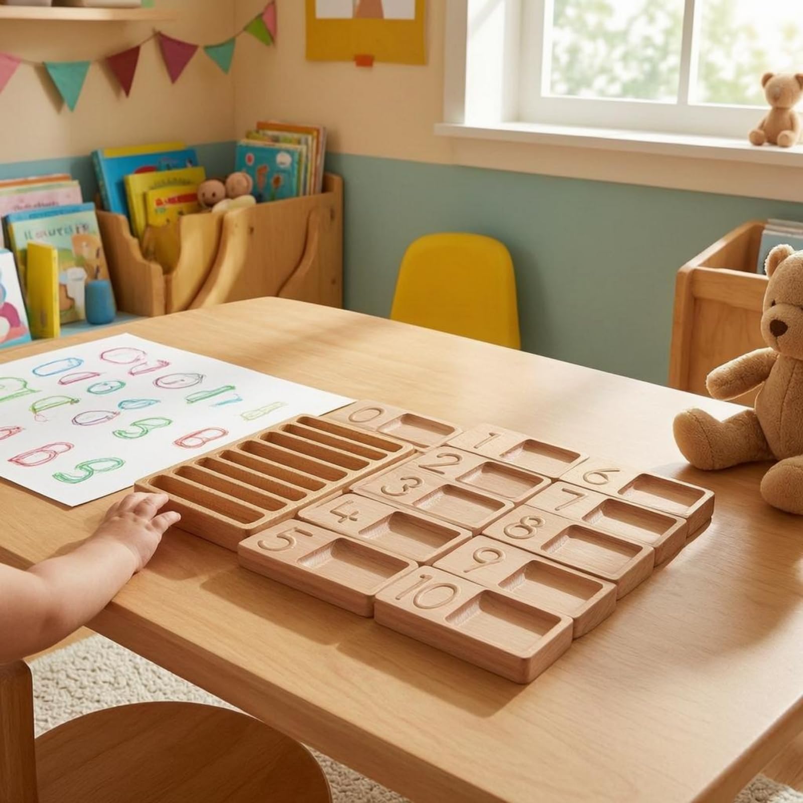 Tablero Encaje Numérico Grabado Tablero Numérico Infantil Bordes Redondeados Material Didáctico para Niños