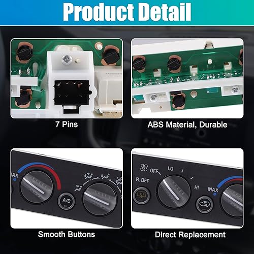 Miniatura 6 de X AUTOHAUX Interruptor de panel de control climático HVAC AC 16231165 para Chevy C1500 C3500 Tahoe para GMC K1500 K2500 Yukon para Cadillac Panel de