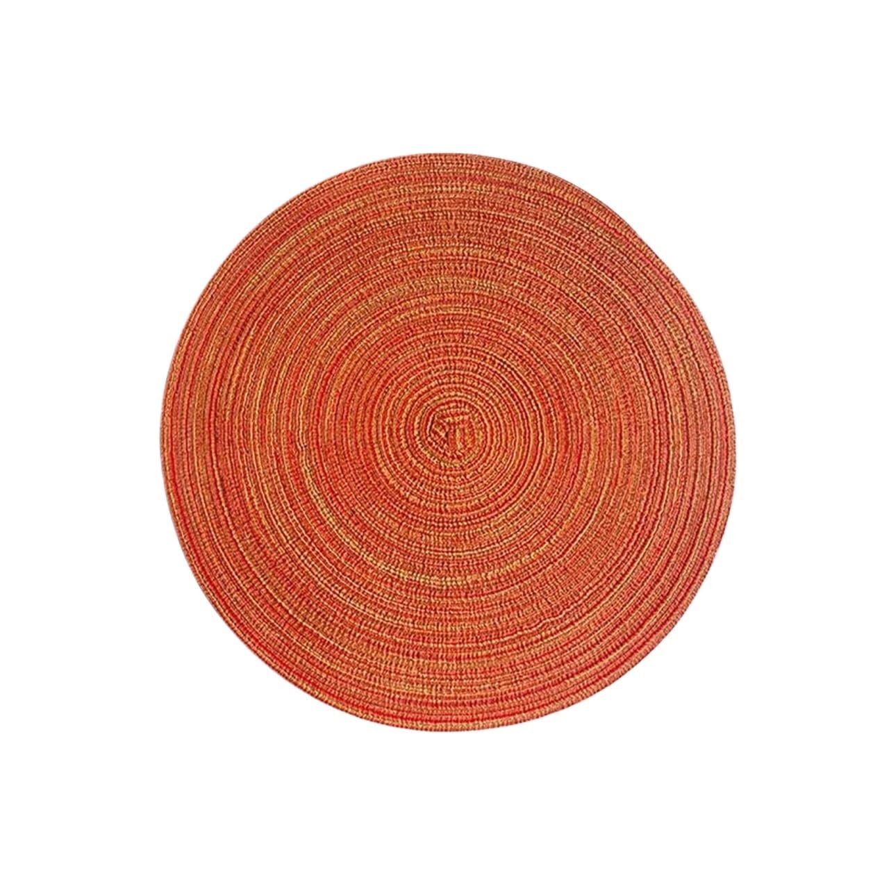 2 manteles individuales de hilo de algodón for la cena, redondos, tejidos con ramio, tapete for tazas, tapete aislante térmico, posavasos antideslizante y antiescaldaduras Para Platos, Tazones(Orange,