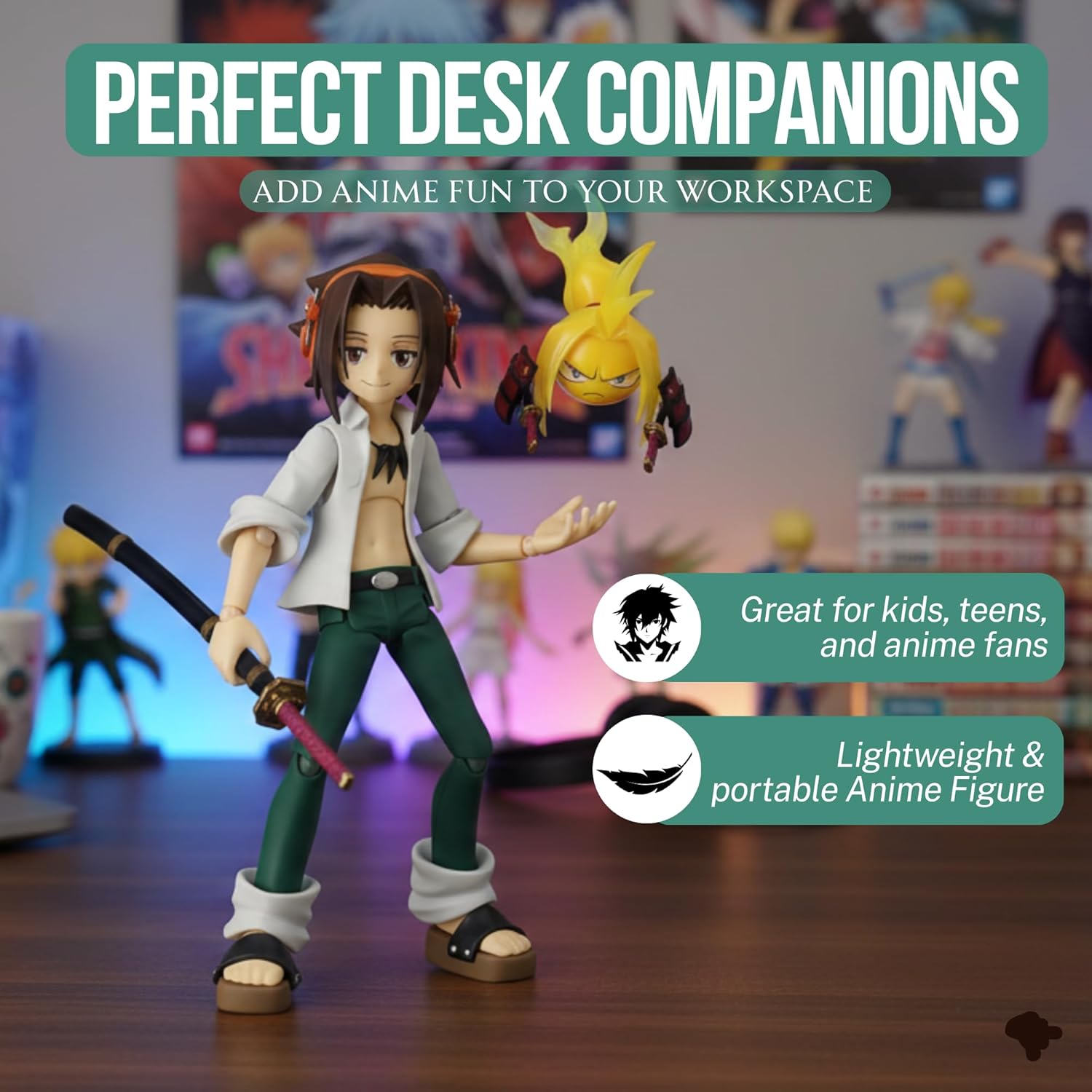 AURUS Shaman King YOH Asakura Figma PVC Action Figure 5.5-Inch Anime Collectible, Poseable Toy, Multicolor