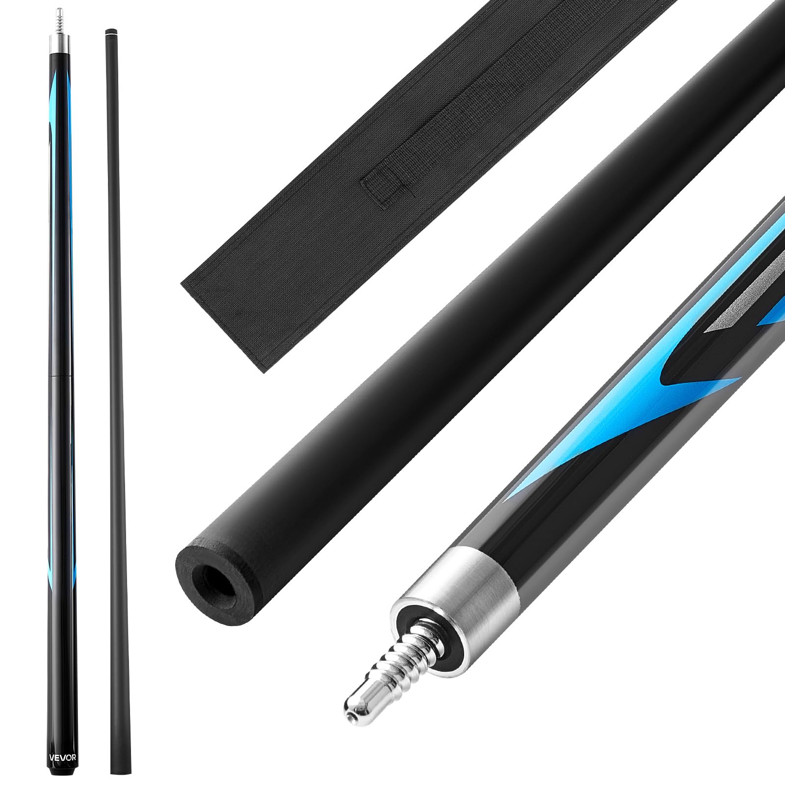 VEVOR Queue de Billard, 1 pièce, 1473,​2 mm, 554 g, Canne de Billard avec Manche en Fibre de Carbone et en érable, bâtons de Billard pour Joueurs débutants, pour Bar, Salle de Jeux à Domicile, Bureau