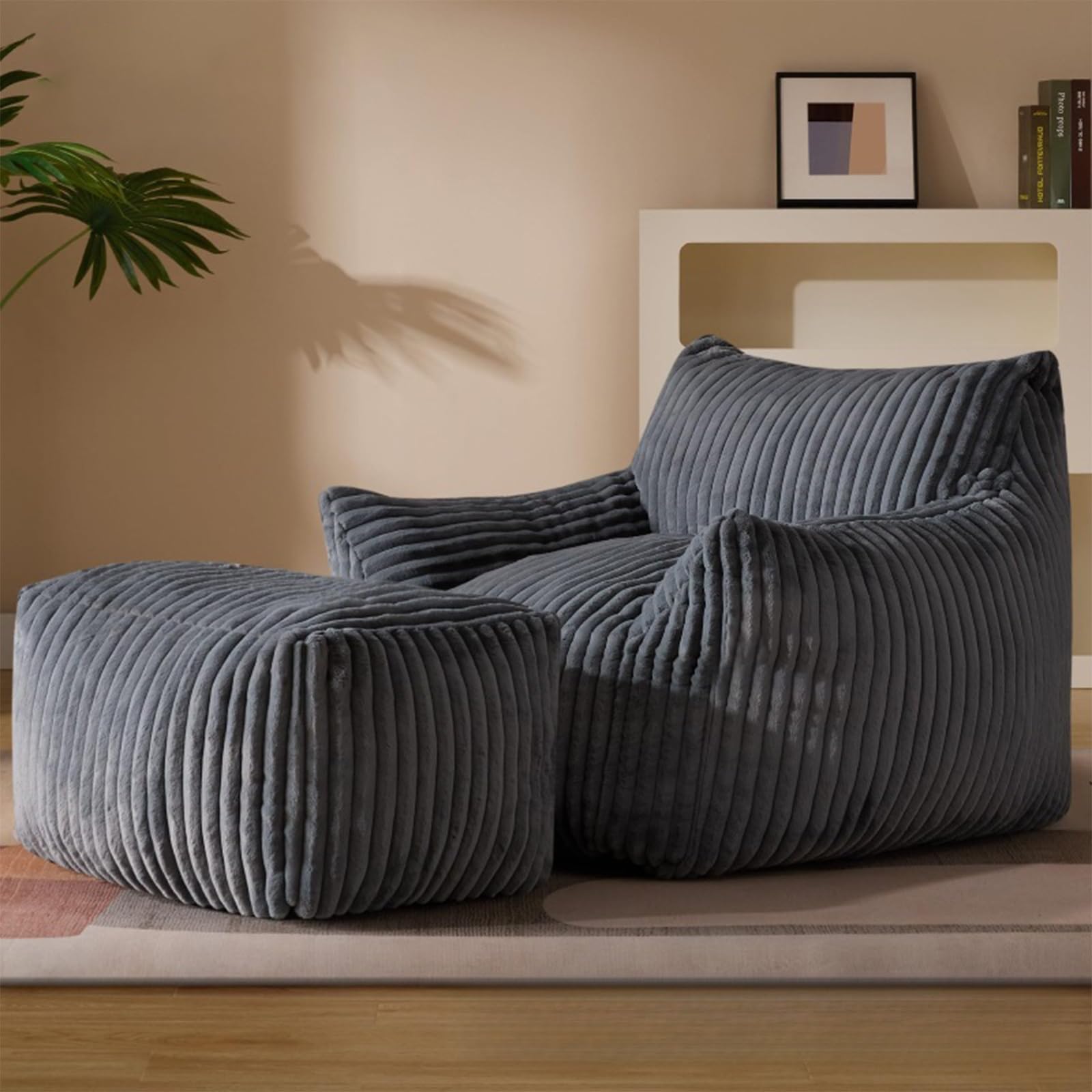 SXBCyan Funda para Sillón Puff de Piel Sintética (Sin Relleno) Lavable Ultra Suave, Sillón Sofá Perezoso para Niños y Adultos, Asiento De Suelo, Muebles De Sala De Estar(1-Seat-White)