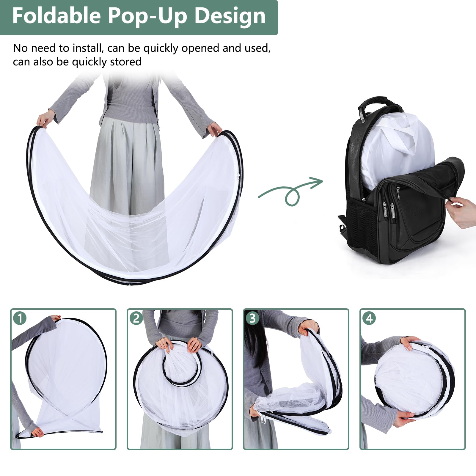 Mosquitera grande desplegable de 78.7 x 31.5 x 23.6 pulgadas, tienda de campaña portátil plegable, adecuada para dormitorio de bebé, uso al aire libre 7