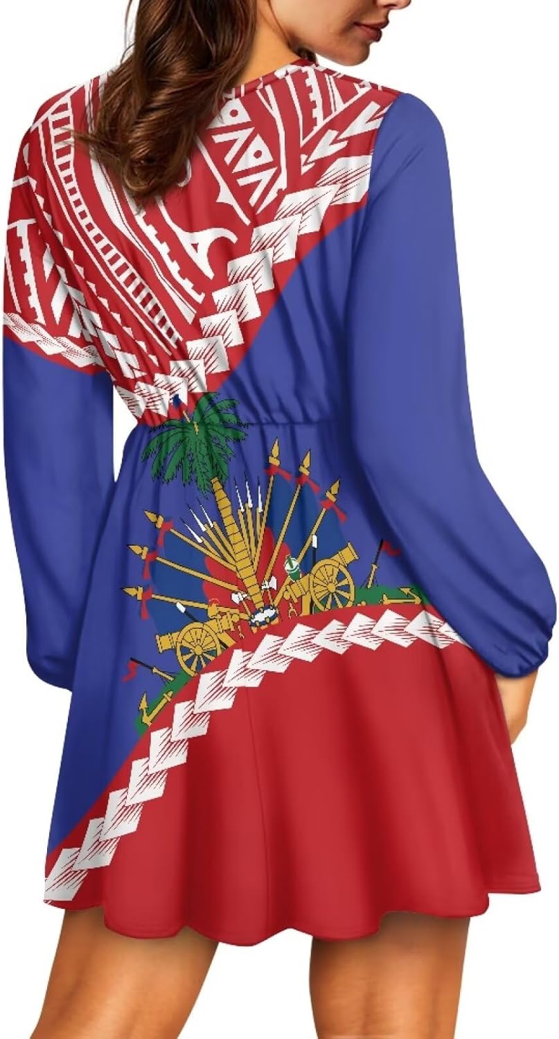 Flag Print Summer Dress 2025 Sexy Deep v-Neck Fit A-Line Dress S-2XL