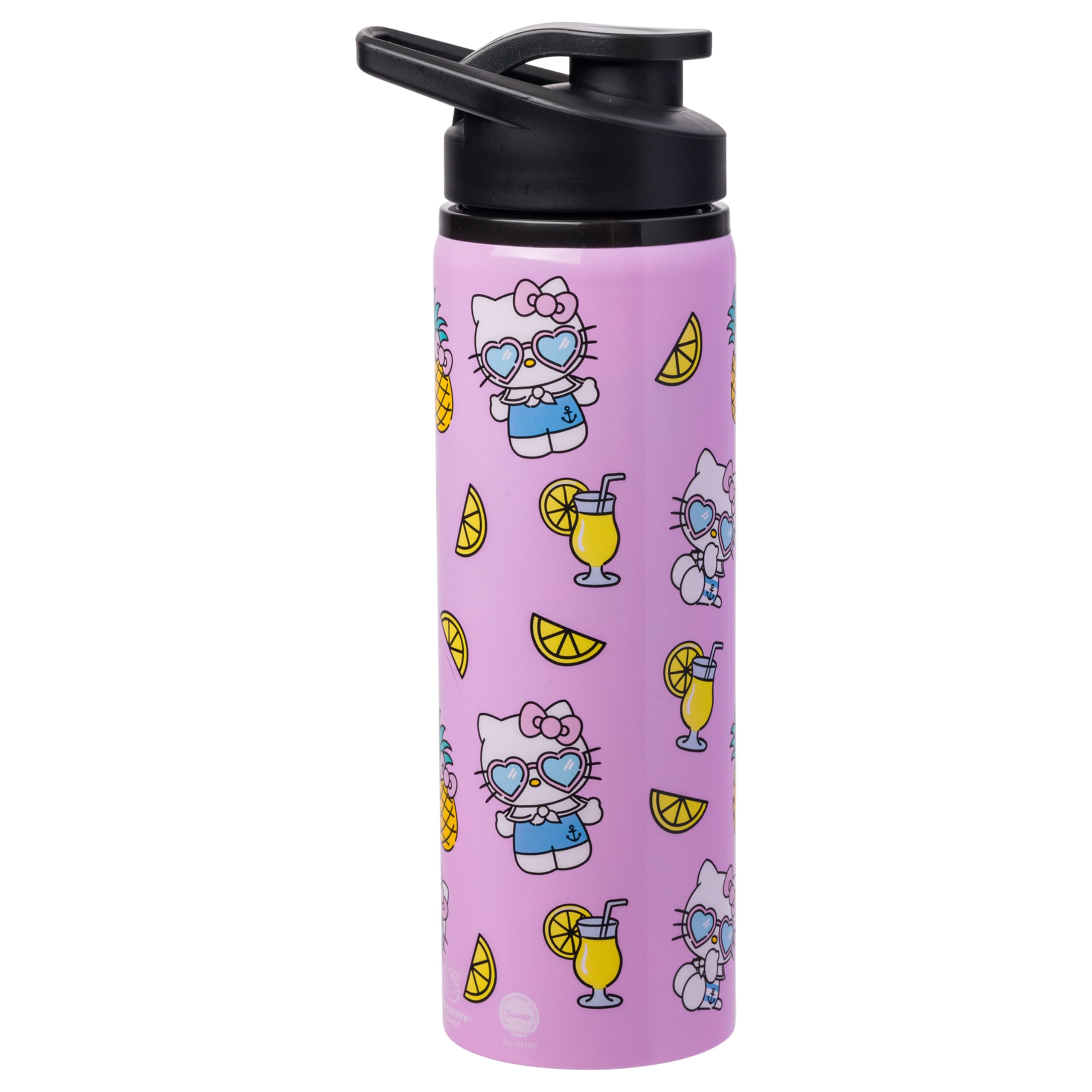 Silver Buffalo Sanrio Hello Kitty Summer Pineapples And Lemonade Stainless Steel Water Bottle, 25 Ounces — image 1