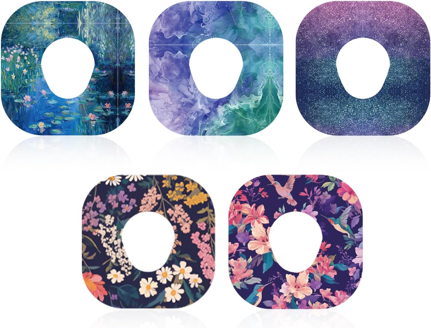 25pcs Adhesive Patches for Dexcom G7, Waterproof Overpatch CGM Sensor Patches Covers Breathable Sensor Stickers Protector Compatible with Dexcom G7 Sugar Monitor Accessories (5 Styles, Water Lily)