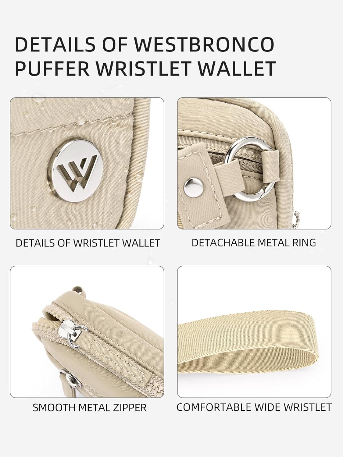 WESTBRONCO Wristlet Wallets for Women Nylon Quilted RFID Wallet with 3 Zipper Purse for Travel - Image 6