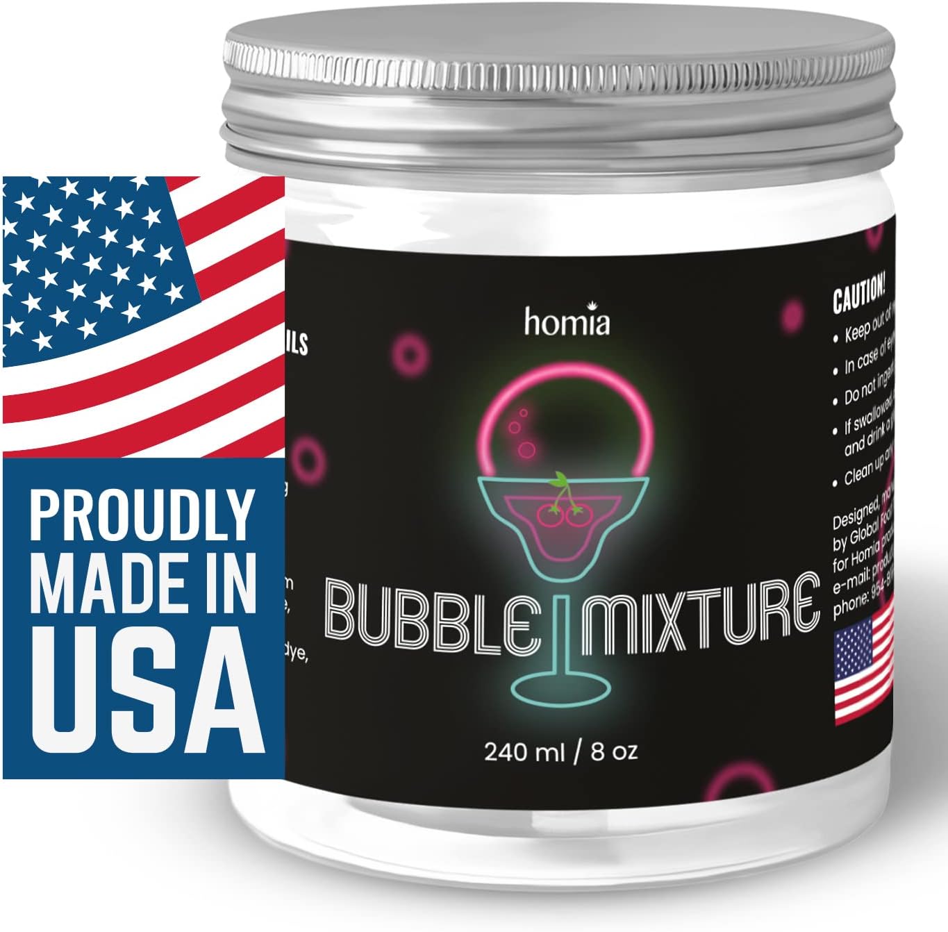 homia Smoking Gun Bubble Mixture for Cocktails, 8 Oz, Wood Smoke Infuser and Smoker Machine Accessory - Cold Smoke for Drinks - Proudly made in USA