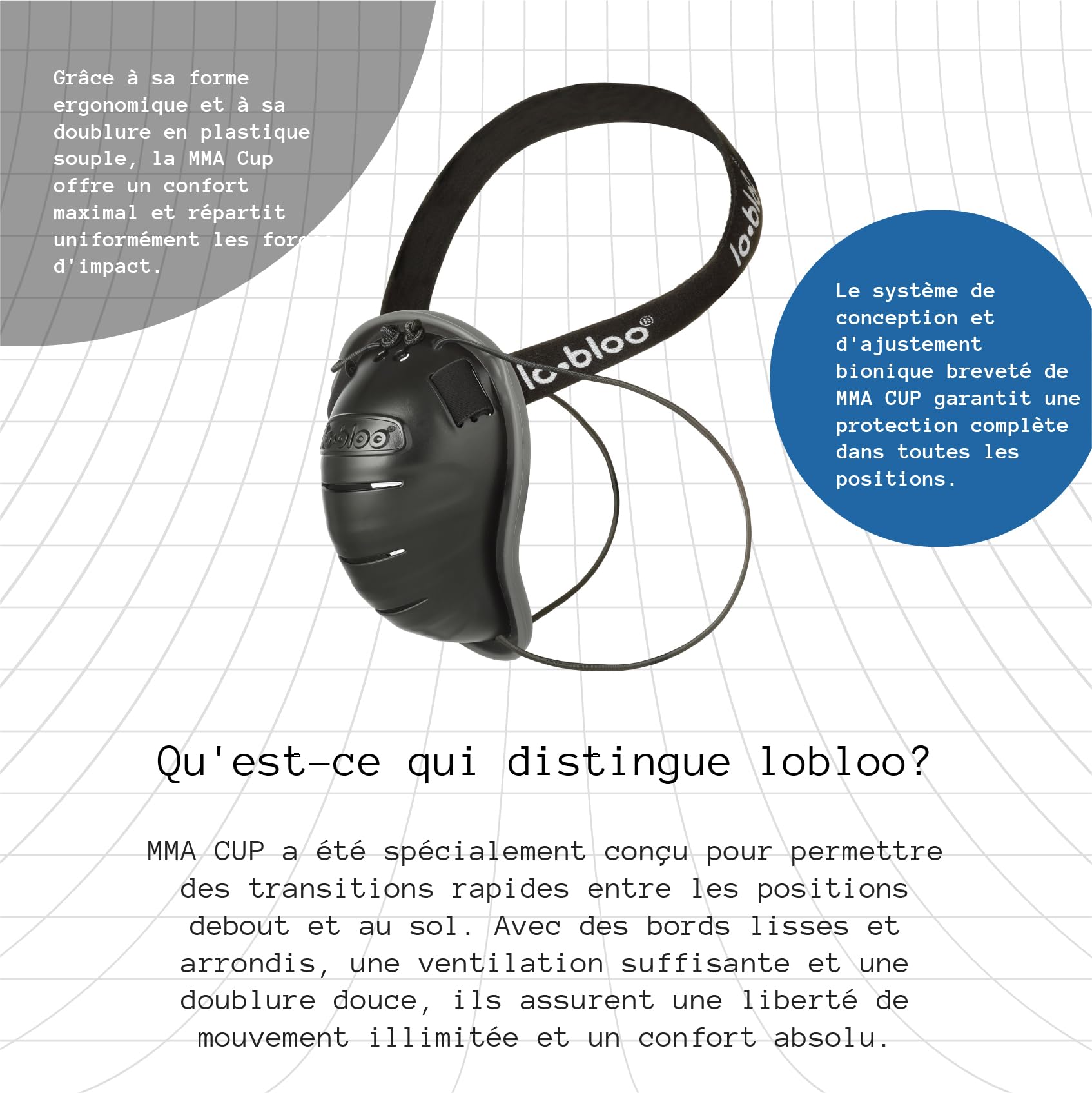 lobloo MMA Cup Coupe d'aine athlétique brevetée pour Adultes pour Les Arts Martiaux mélangeant Debout et Combat au Sol – tels Que MMA, BJJ et Krav Maga, Taille Adulte + 16 Ans