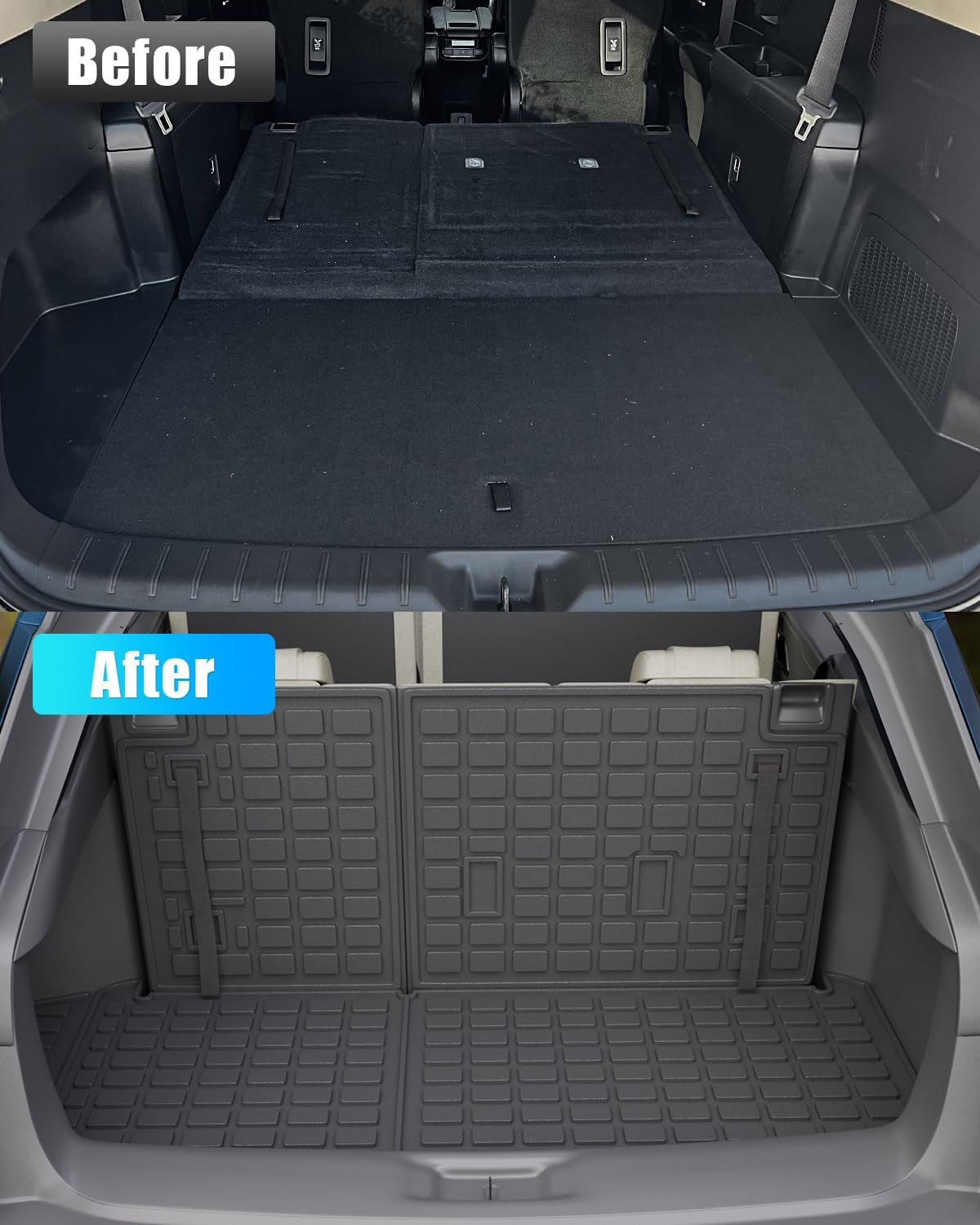 Cargo Mat Compatible with 2024 2025 2026 Toyota Grand Highlander Trunk Mat Cargo Liner TPE Back Seat Cover Protector 2024 Grand Highlander Accessories (Trunk Mat with Backrest Mat)