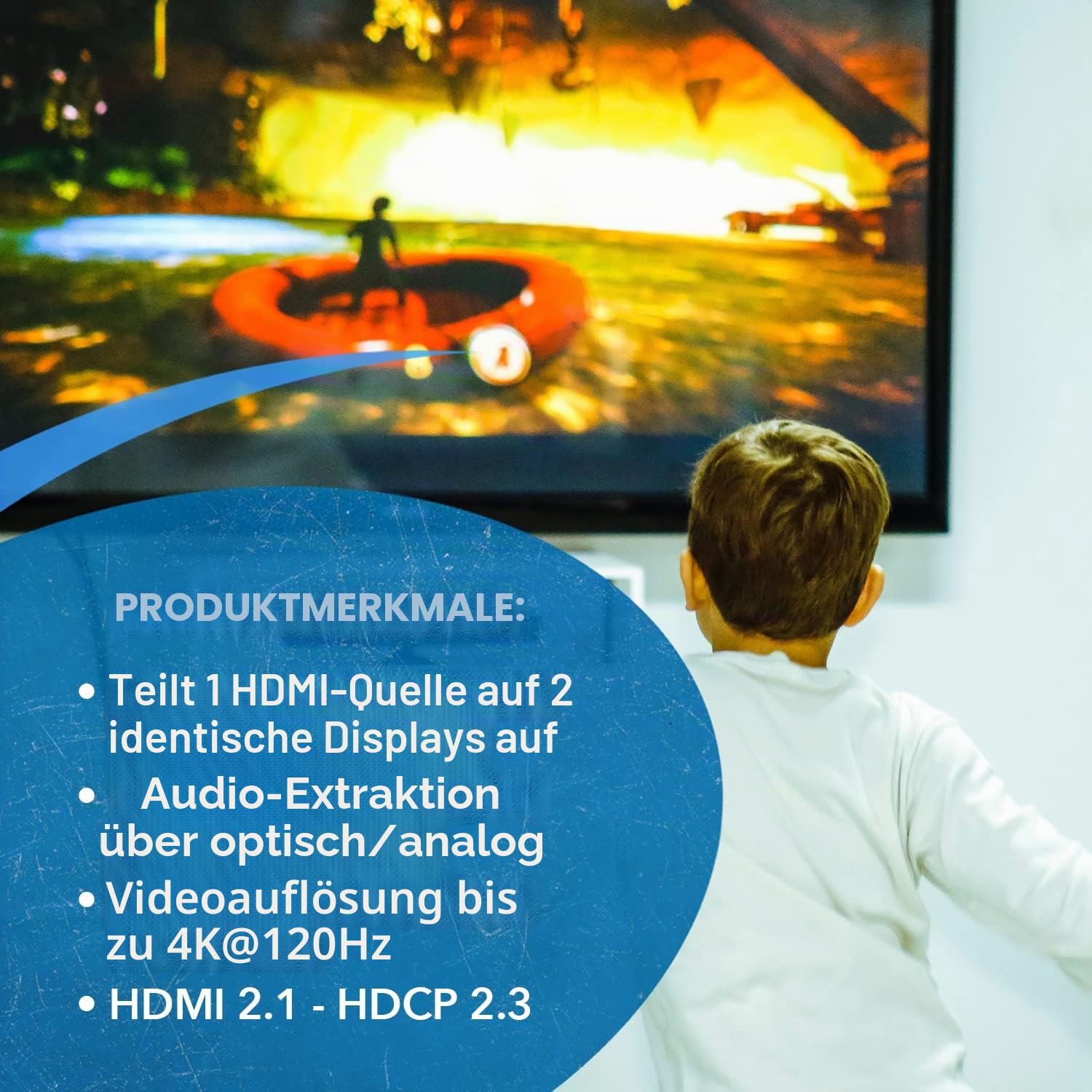 OREI 8K HDMI Splitter 1 x 2, Duplikat mit Audio Extractor UltraHD Unterstützt bis zu 4K @ 120Hz IR EDID HDCP 2.3 - (BK-102A) (1x2 - Audio Out)