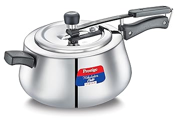 Prestige Nakshatra Cute Svachh Stainless Steel Inner Lid Pressure Cooker with Unique Deep Lid for Spillage Control, 5 Litre, Silver