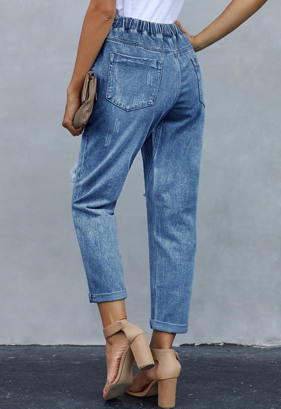 Alaster Queen Jeans da Donna Jeans a Gamba Larga Jeans da Donna a Vita Alta Elasticizzati Blu XXL