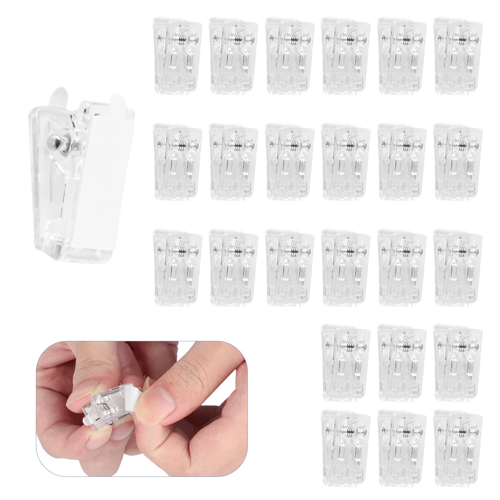 25 Pieces Self Adhesive Clips, Clear Tapestry Wall Hanging Clips, Sticky Clips, Wall Clips for Hanging, Wall Tapestry Clips, Photo Clips Spring Clips for Home Office Poster Photo Paper Clips