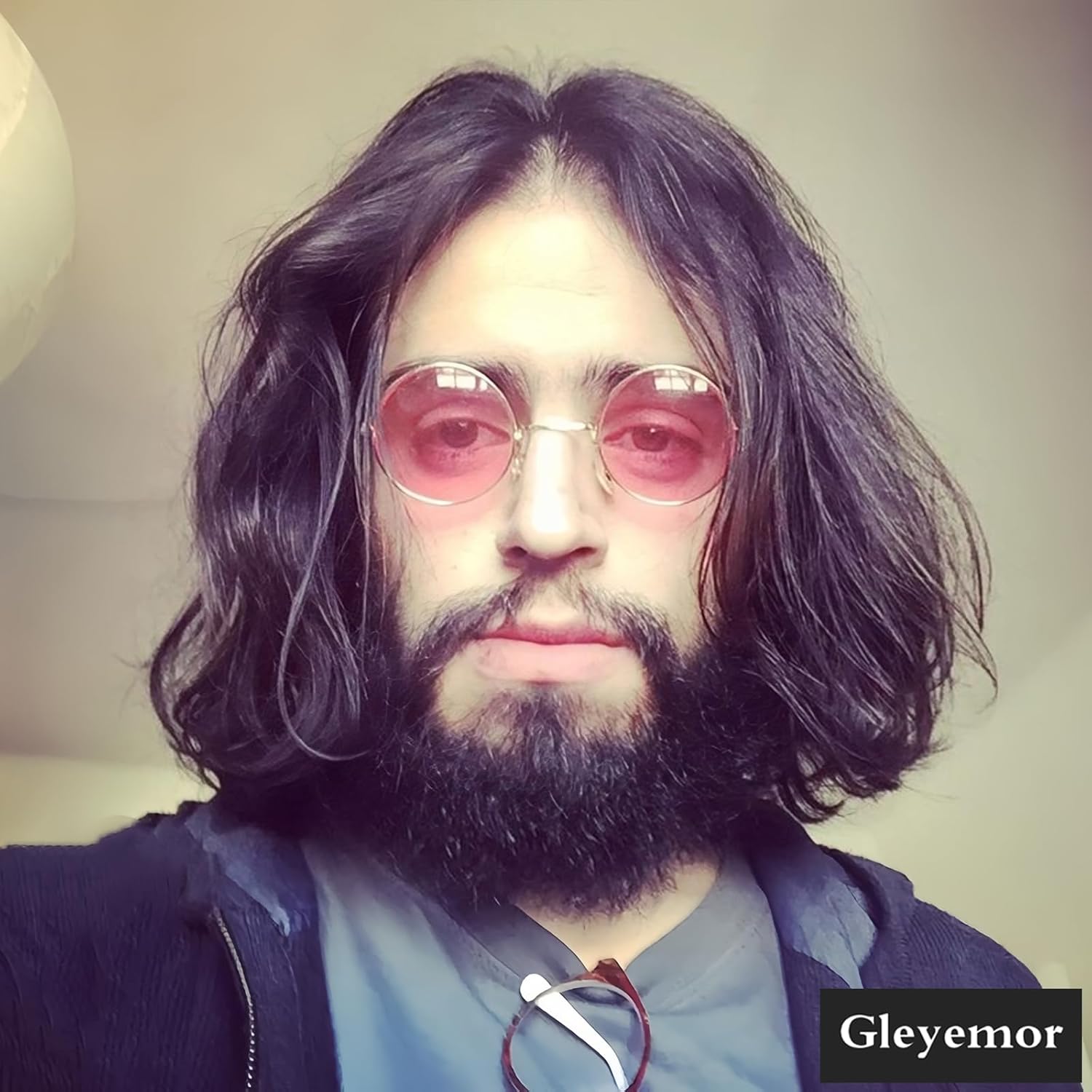 Gleyemor Polarized Round Sunglasses for Men Women Hippie Small Circle Glasses Red Yellow Lenses - Image 5