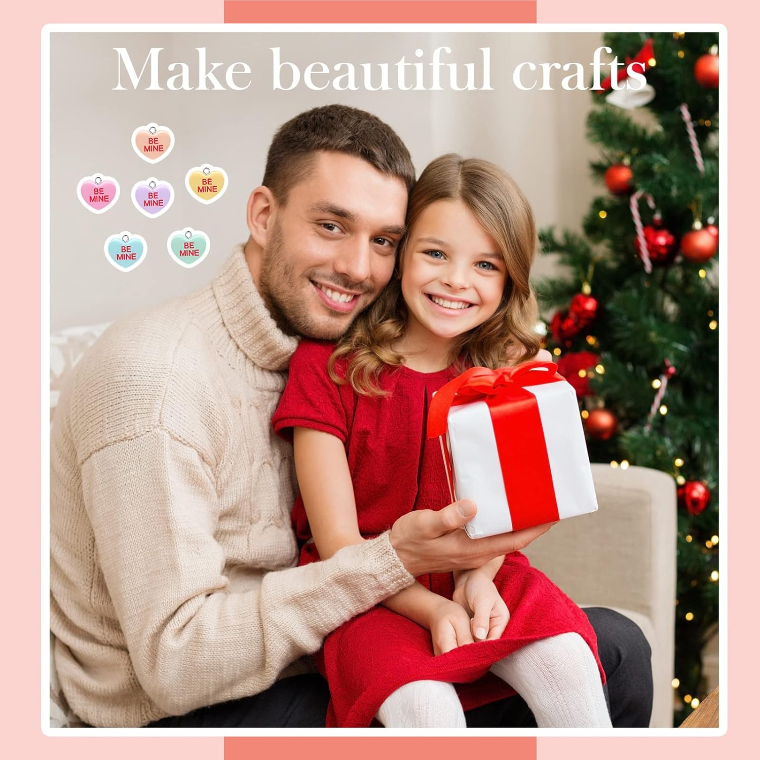 MTLEE 72 Pcs Valentine Heart Charms Conversation Heart Resin Love Colorful Candy Charms Beads Flat Pendant for Valentine's Day DIY Craft Bracelet Necklace Jewelry Making - Image 4